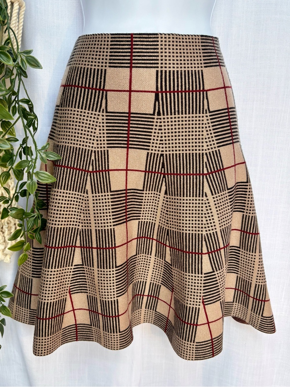 Max Studio Plaid Knit Flared Comfort Waist Skirt - Size S/M